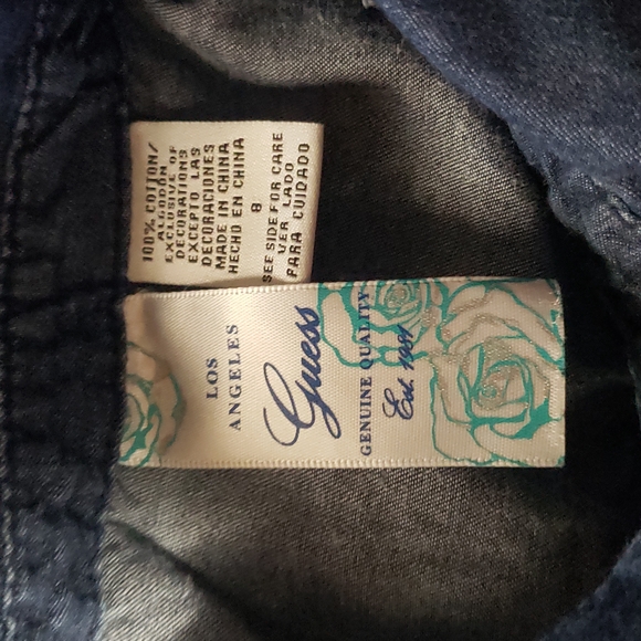 Guess size 8 youth Jean jumper with pearl buttons - Picture 7 of 7
